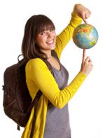 Frau mit Globus